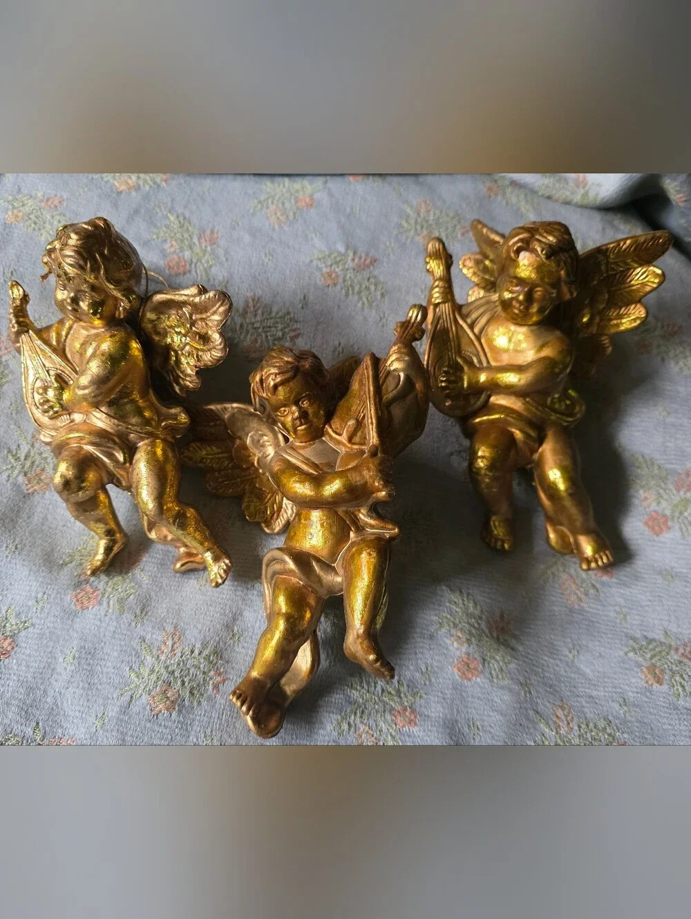 3 Pc Gold Cherub Ornament Lot